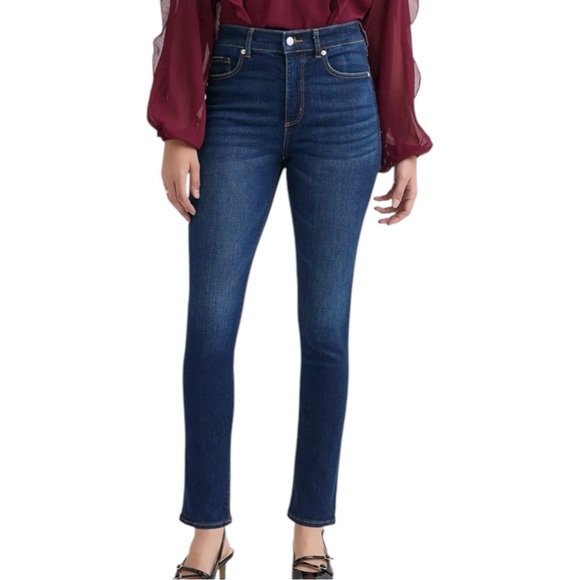Loft Women's Jeans The Skinny High Rise Curvy Dark Vintage Wash Denim 34/18 NWT - Picture 1 of 7